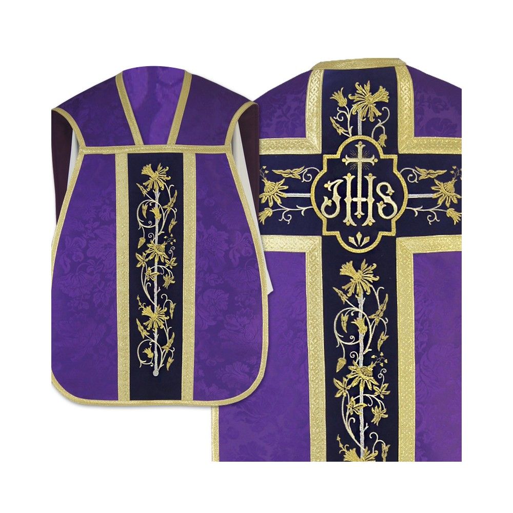 Ornat rzymski IHS - kolory liturgiczne, żakard (38) - Ornaty rzymskie - zdjęcie 6 - Ornat rzymski IHS - kolory liturgiczne, żakard (37)