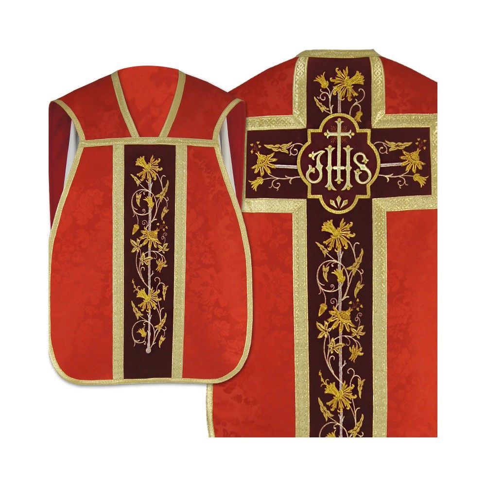 Ornat rzymski IHS - kolory liturgiczne, żakard (38) - Ornaty rzymskie - Nowość