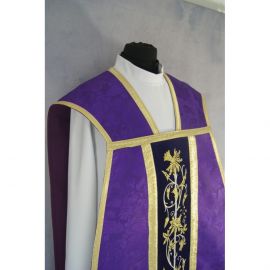 Ornat rzymski IHS - kolory liturgiczne, żakard (38) - Ornaty rzymskie - zdjęcie 7 - Ornat rzymski IHS - kolory liturgiczne, żakard (37)