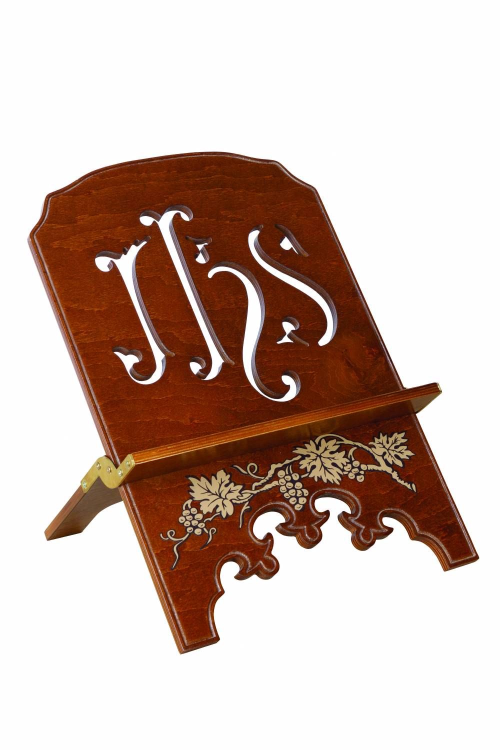 Pulpit drewniany zdobiony, kolor ciemny brąz (2) - PODSTAWA POD MSZAŁ/EWANGELIARZ - Nowość