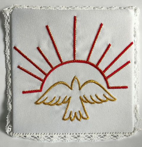 Palka haftowana Duch Święty (29) - kolor biały, srebrny - Nowość