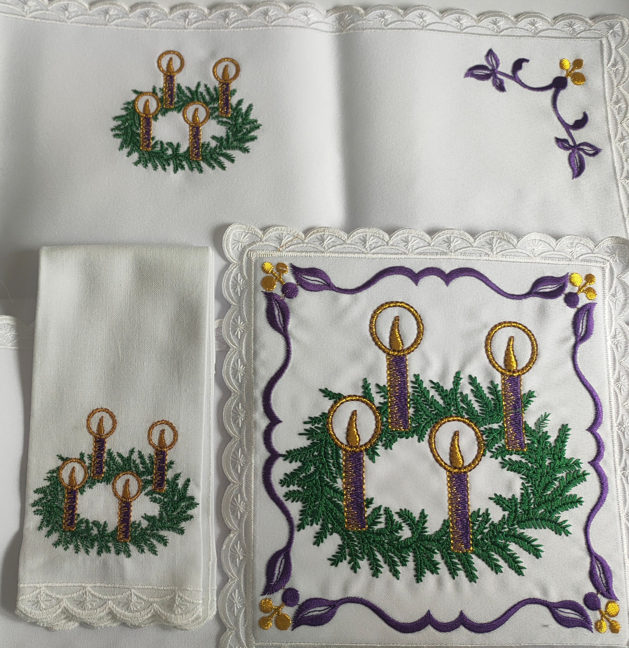 Bielizna kielichowa haftowana, Adwent (4) - Bielizna kielichowa adwentowa - Nowość