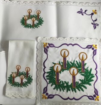 Bielizna kielichowa haftowana, Adwent (4) - Bielizna kielichowa adwentowa - zdjęcie 3 - Bielizna kielichowa haftowana, Adwent (4)