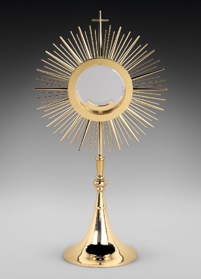 Monstrancja mosiężna, pozłacana, duża hostia - 77 cm (D44) - MONSTRANCJE - Nowość