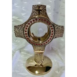 Monstrancja mosiężna, pozłacana - 29 cm (D46) - MONSTRANCJE