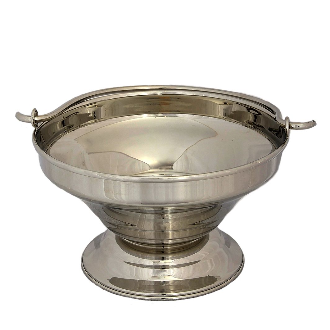 Kociołek na wodę święconą mosiężny, niklowany 13 cm (A2) - KOCIOŁKI NA WODĘ ŚWIĘCONĄ - Nowość