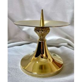 Świecznik ołtarzowy 12 cm, mosiężny, pozłacany (1) - ŚWIECZNIKI / LICHTARZE