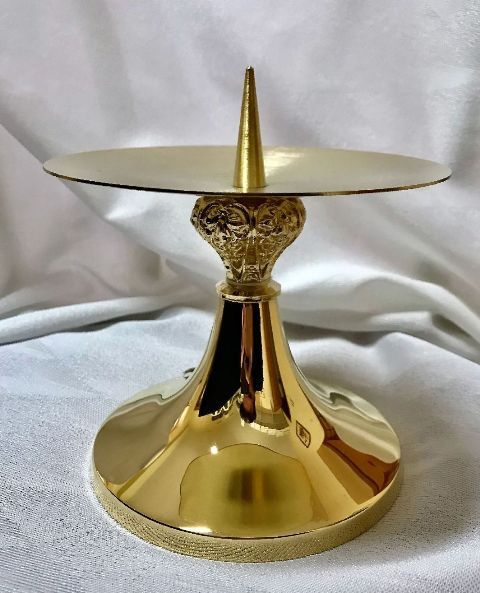 Świecznik ołtarzowy 12 cm, mosiężny, pozłacany (1) - ŚWIECZNIKI / LICHTARZE - Nowość