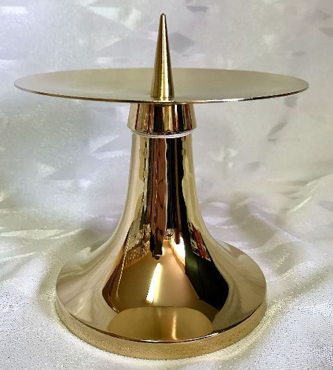 Świecznik ołtarzowy 11 cm, mosiężny, pozłacany (2) - ŚWIECZNIKI / LICHTARZE - Nowość