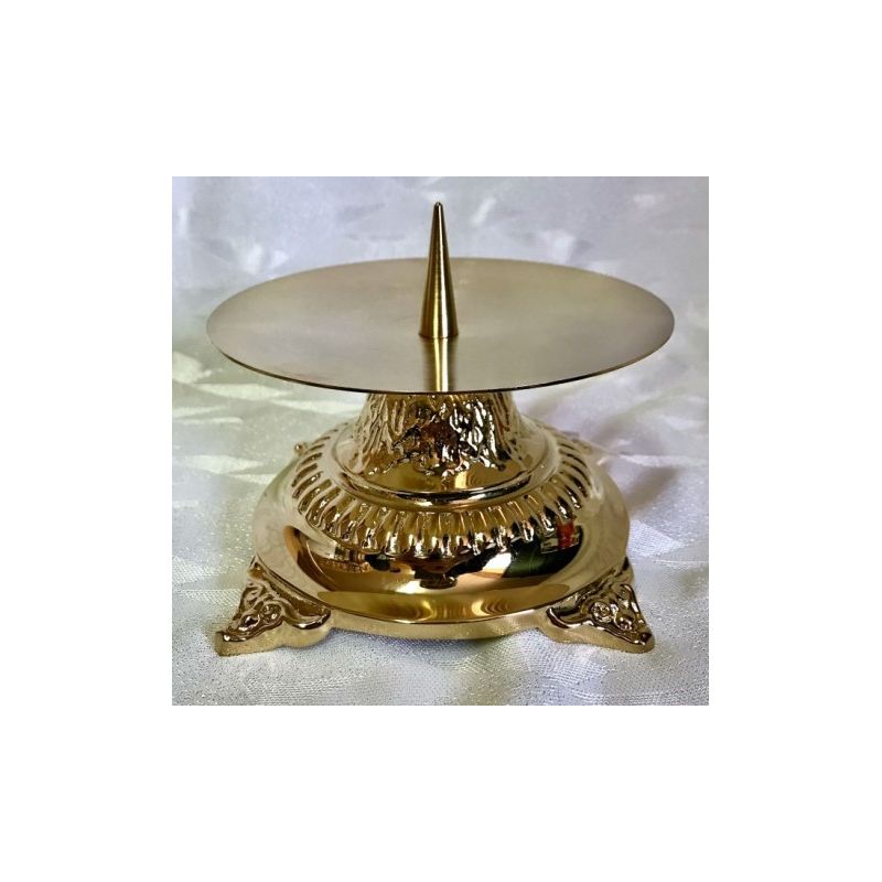 Świecznik ołtarzowy 8 cm, mosiężny, pozłacany (3) - ŚWIECZNIKI / LICHTARZE - Świecznik ołtarzowy 8 cm, mosiężny, pozłacany (3)