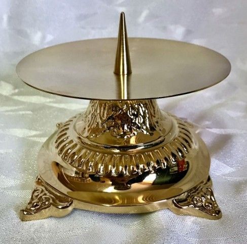 Świecznik ołtarzowy 8 cm, mosiężny, pozłacany (3) - ŚWIECZNIKI / LICHTARZE - Nowość