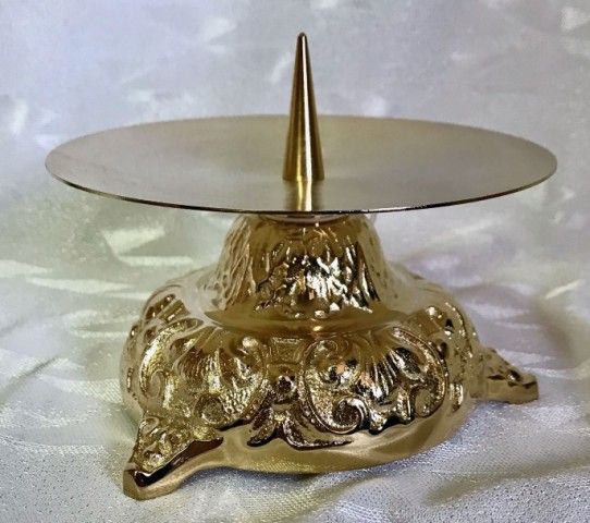 Świecznik ołtarzowy 8 cm, mosiężny, pozłacany (4) - ŚWIECZNIKI / LICHTARZE - Nowość