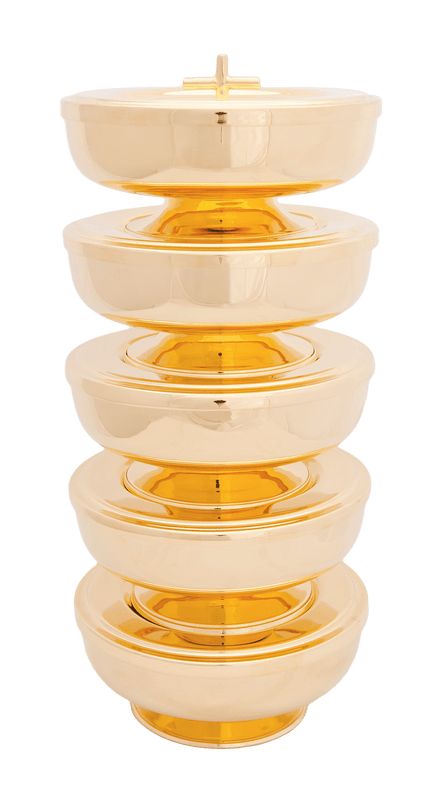 Patena z przykrywką do koncelebry - 10 cm - PATENY LITURGICZNE - zdjęcie 2 - Patena z przykrywką, mosiężna, pozłacana - 10 cm