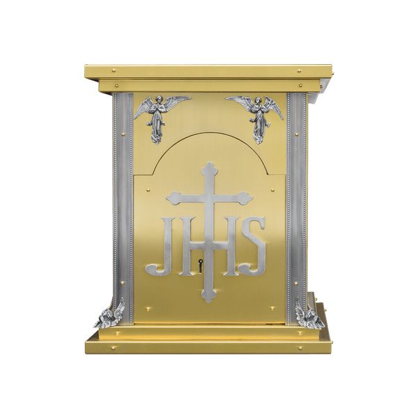 Tabernakulum mosiężne - gotyckie z motywem IHS (54) - TABERNAKULA - Nowość