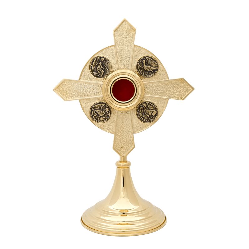 Relikwiarz mosiężny, pozłacany - 32 cm - RELIKWIARZE - Relikwiarz mosiężny, pozłacany - 32 cm