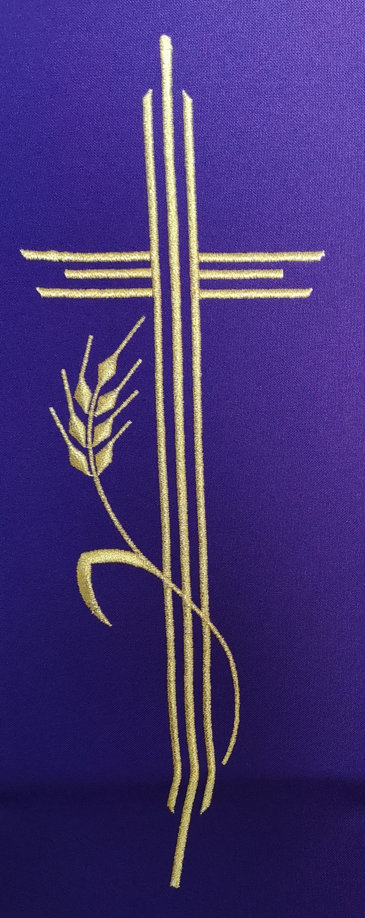 Stuła haftowana wielkopostna, fioletowa - PX (2) - STUŁY NA WIELKI POST - zdjęcie 2 - Stuła haftowana wielkopostna, fioletowa - PX (2)