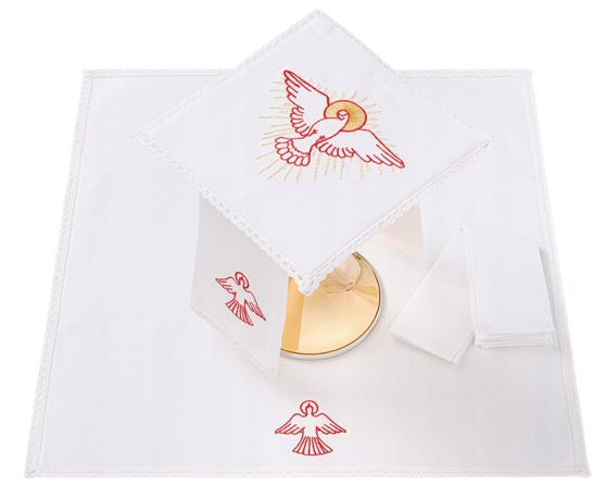 Bielizna kielichowa - Duch Święty czerwony haft - SAKRAMENT BIERZMOWANIA - zdjęcie 2 - Bielizna kielichowa - Duch Święty czerwony haft