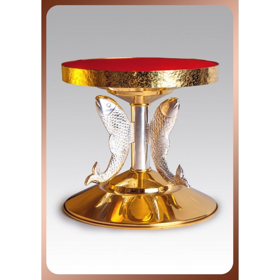 Tron pod monstrancje 28 cm, srebrzone ryby (10) - Tron pod monstrancje - Nowość