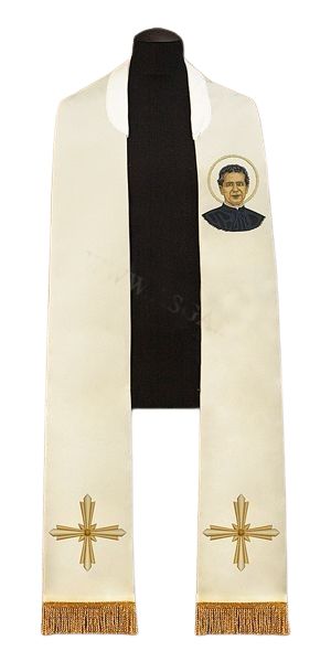 Stuła haftowana Św. Jan Bosko - Z POSTACIAMI - Nowość