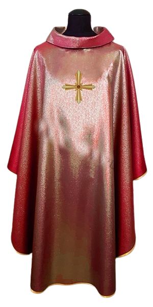 Ornat czerwony, błyszczący, haft na tkaninie (3) - Ornaty czerwone - Nowość