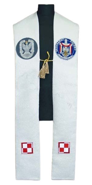 Stuła Ordynariat Polowy - naszywane aplikacje - kolor biały lub fiolet - Z POSTACIAMI - Nowość