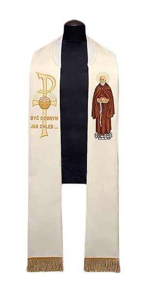 Stuła haftowana Św. Brat Albert (31) - Z POSTACIAMI - Nowość