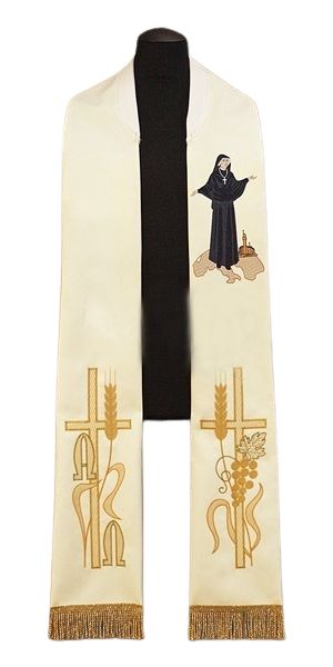 Stuła haftowana Faustyna Kowalska - Z POSTACIAMI - Nowość