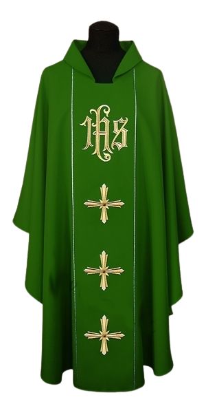Ornat haftowany IHS + Krzyż - kolory liturgiczne - Ornaty haftowane - Nowość