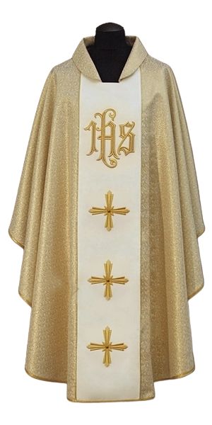 Ornat haftowany IHS + Krzyż - kolory liturgiczne - Ornaty haftowane - zdjęcie 4 - Ornat haftowany IHS + Krzyż - kolory liturgiczne