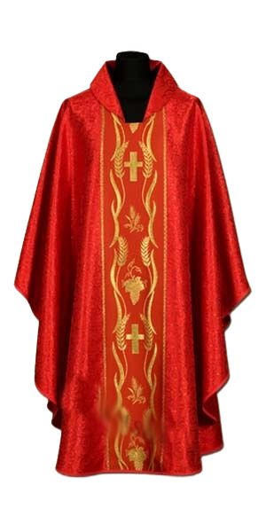 Ornat z adamaszku haftowany (33A) - Ornaty czerwone - Nowość