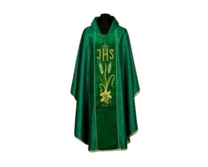 Ornat bogato haftowany adamaszek (98A) - Ornaty zielone - Nowość