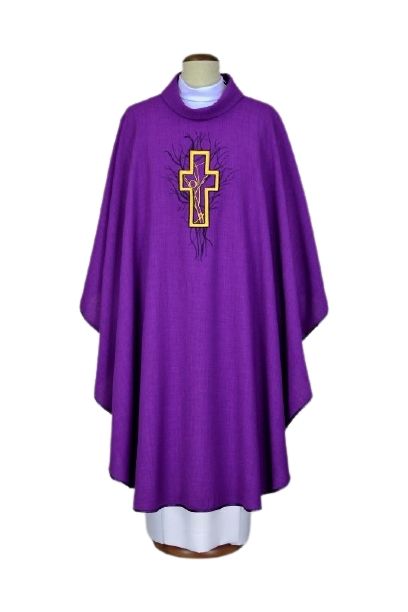 Ornat haftowany fioletowy  - krzyż (10) - Ornaty z Jezusem - Nowość