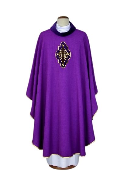 Ornat fioletowy z haftowaną aplikacją z aksamitu (13) - Ornaty fioletowe - Nowość