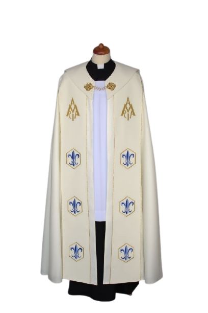Kapa maryjna ecru haftowana (74) - KAPY LITURGICZNE