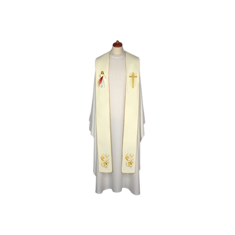Stuła haftowana Maryjna - Jezus Miłosierny (17) - Z POSTACIAMI - Stuła haftowana Maryjna - Jezus Miłosierny (17)