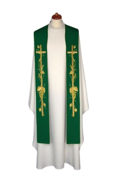 Stuła haftowana - kolory liturgiczne, bogaty haft (12) - EUCHARYSTYCZNE - zdjęcie 2 - Stuła haftowana - kolory liturgiczne, bogaty haft (12)