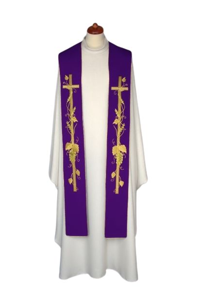 Stuła haftowana - kolory liturgiczne, bogaty haft (12) - EUCHARYSTYCZNE - zdjęcie 3 - Stuła haftowana - kolory liturgiczne, bogaty haft (12)