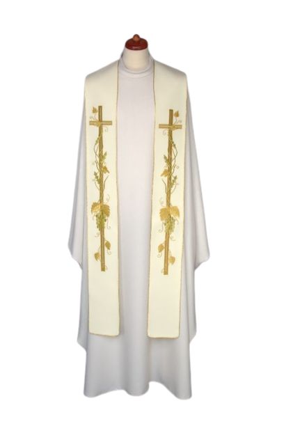 Stuła haftowana - kolory liturgiczne, bogaty haft (12) - EUCHARYSTYCZNE - zdjęcie 4 - Stuła haftowana - kolory liturgiczne, bogaty haft (12)