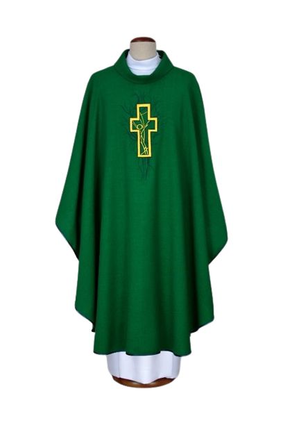 Ornat haftowany zielony  - krzyż (10) - Ornaty zielone - Nowość