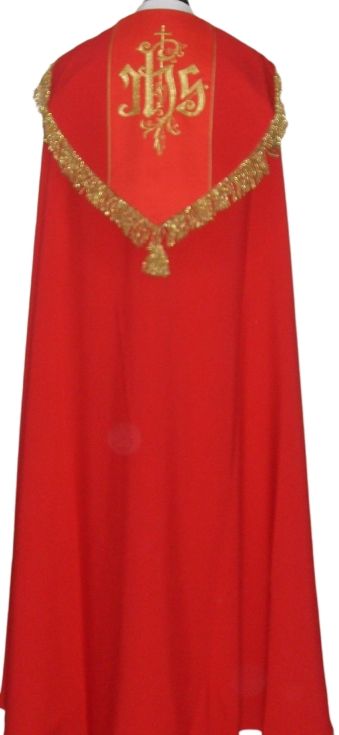 Kapa czerwona IHS + stuła - KAPY LITURGICZNE - zdjęcie 2 - Kapa czerwona IHS