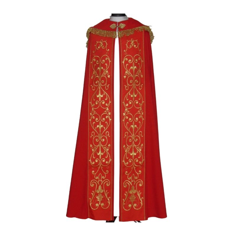 Kapa czerwona IHS + stuła - KAPY LITURGICZNE - Kapa czerwona IHS