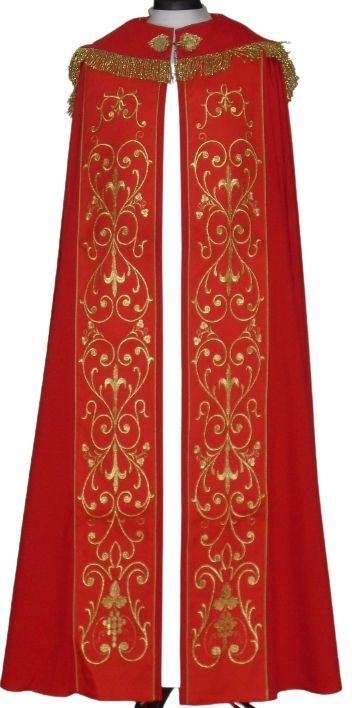 Kapa czerwona IHS + stuła - KAPY LITURGICZNE - Kapa czerwona IHS