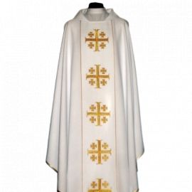 Ornat Krzyże Jerozolimskie z komputerowo haftowanym pasem (9) - Ornaty haftowane - zdjęcie 2 - Ornat Krzyże Jerozolimskie z komputerowo haftowanym pasem (9)