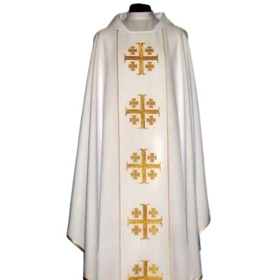 Ornat Krzyże Jerozolimskie z komputerowo haftowanym pasem (9) - Ornaty haftowane - zdjęcie 2 - Ornat Krzyże Jerozolimskie z komputerowo haftowanym pasem (9)