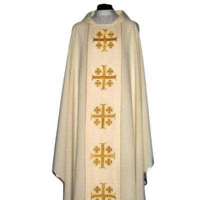 Ornat Krzyże Jerozolimskie z komputerowo haftowanym pasem (9) - Ornaty haftowane - zdjęcie 4 - Ornat Krzyże Jerozolimskie z komputerowo haftowanym pasem (9)