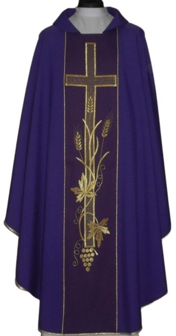Ornat z komputerowo haftowanym pasem, kolory liturgiczne (14) - Ornaty haftowane - zdjęcie 5 - Ornat z komputerowo haftowanym pasem (14)