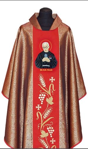Ornat haftowany św. Maksymilian Kolbe - Ornaty z wizerunkiem świętych - Nowość
