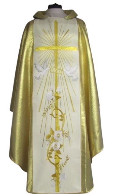 Ornat ślubny z szerokim złotym pasem - Ornaty ślubne - Nowość