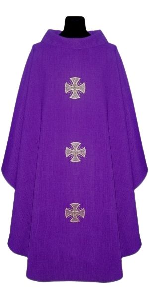 Ornat z lnu - kolory liturgiczne krzyż - Ornaty lniane - zdjęcie 2 - Ornat z lnu - kolory liturgiczne