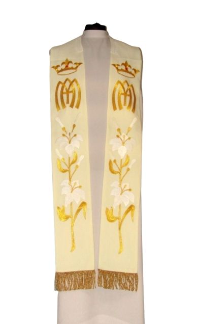 Stuła Maryjna złoty haft - EUCHARYSTYCZNE - Nowość